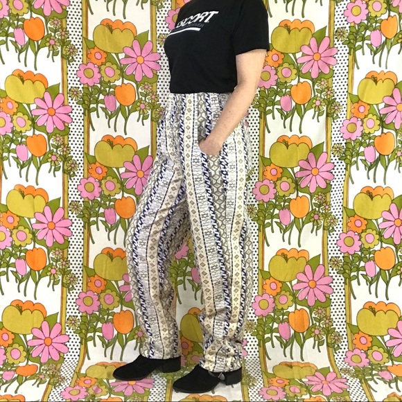 Vintage 80s tribal geo print jeans harem pants S/M - Picture 3 of 8